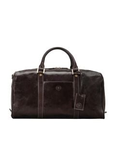 small brown leather luggage bag