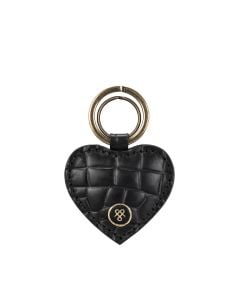 Italian black faux croco leather key ring