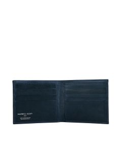 Stylish navy leather men’s wallet handmade in Italy, full-grain finish and subtle luxury branding