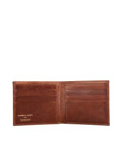 Fine Italian leather men’s wallet with minimalist British-design influence, full-grain texture and refined edges