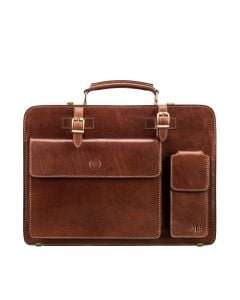 men's classic tan leather briefcase