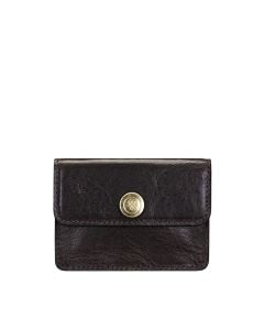 women's brown leather business card wallet