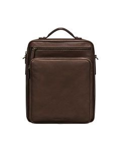 The SanitnoXL Mens Italian Leather Business Backpack Rucksack in Brown - Front Shot