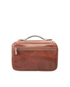 tan leather mens wash bag