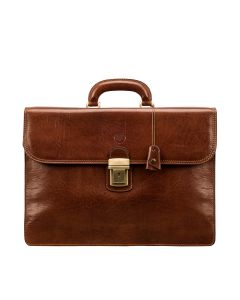 brown Italian leather men's briefcase
