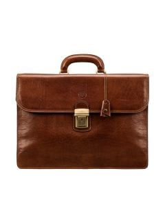 brown Italian leather men's briefcase