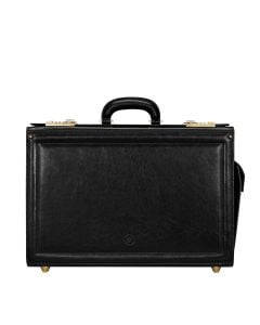 luxury men's italian leather pilots case in black