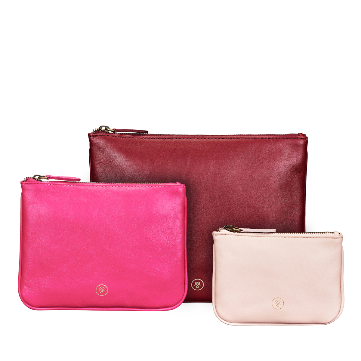 Siena Group Nappa Italian Leather Pouch Trio