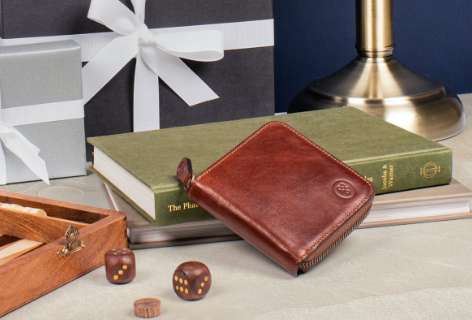 mens leather zip wallet