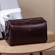 mens best leather wash bag