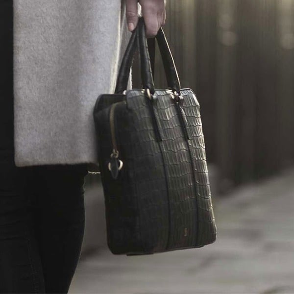 luxury croco leather laptop bag