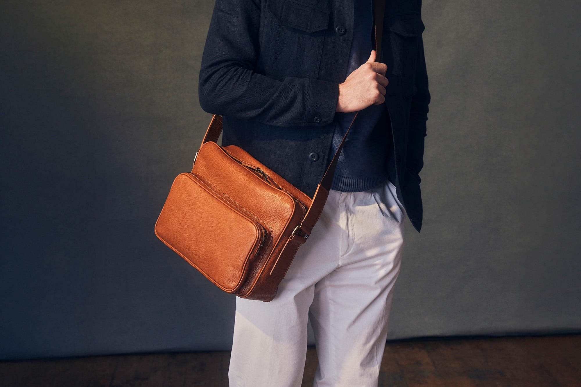 Luxury leather soft grain shoulder bag